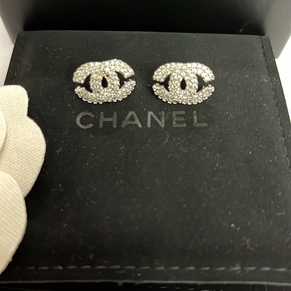 Chanel CC Logo Rhinestone Studs - Picture 3 of 5
